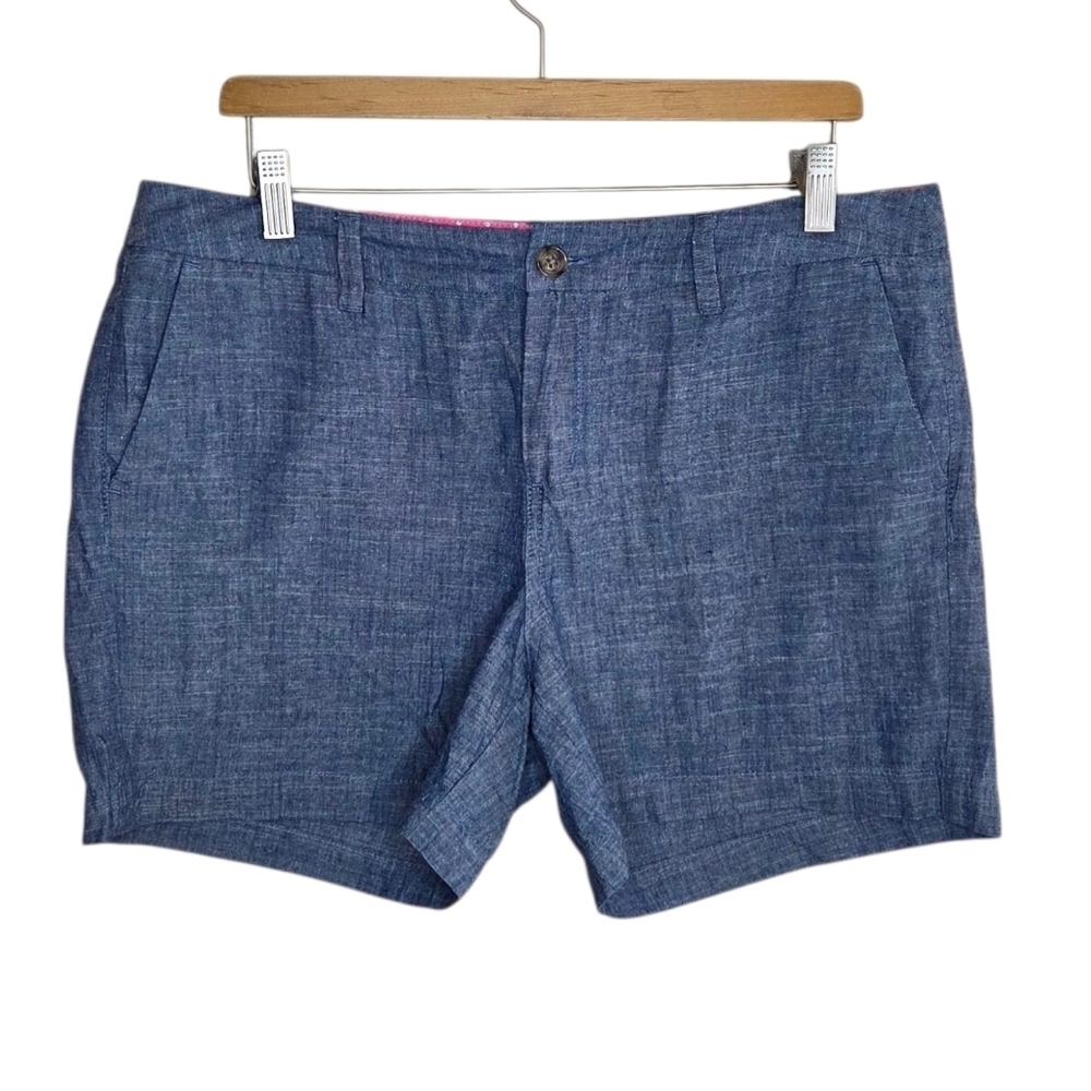 Merona Chambray Blue 100% Cotton Chino Shorts 4.5" Inseam Size 12